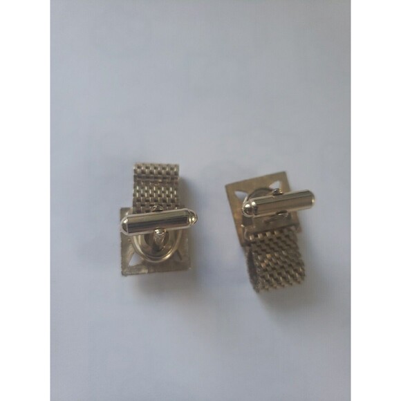 Vintage Cufflinks Gold-toned with Black Stone Square Unbranded Pre-Owned - Picture 4 of 7